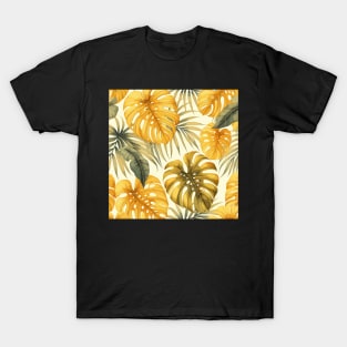 Yellow Monstera Palm Tropical Leaves T-Shirt